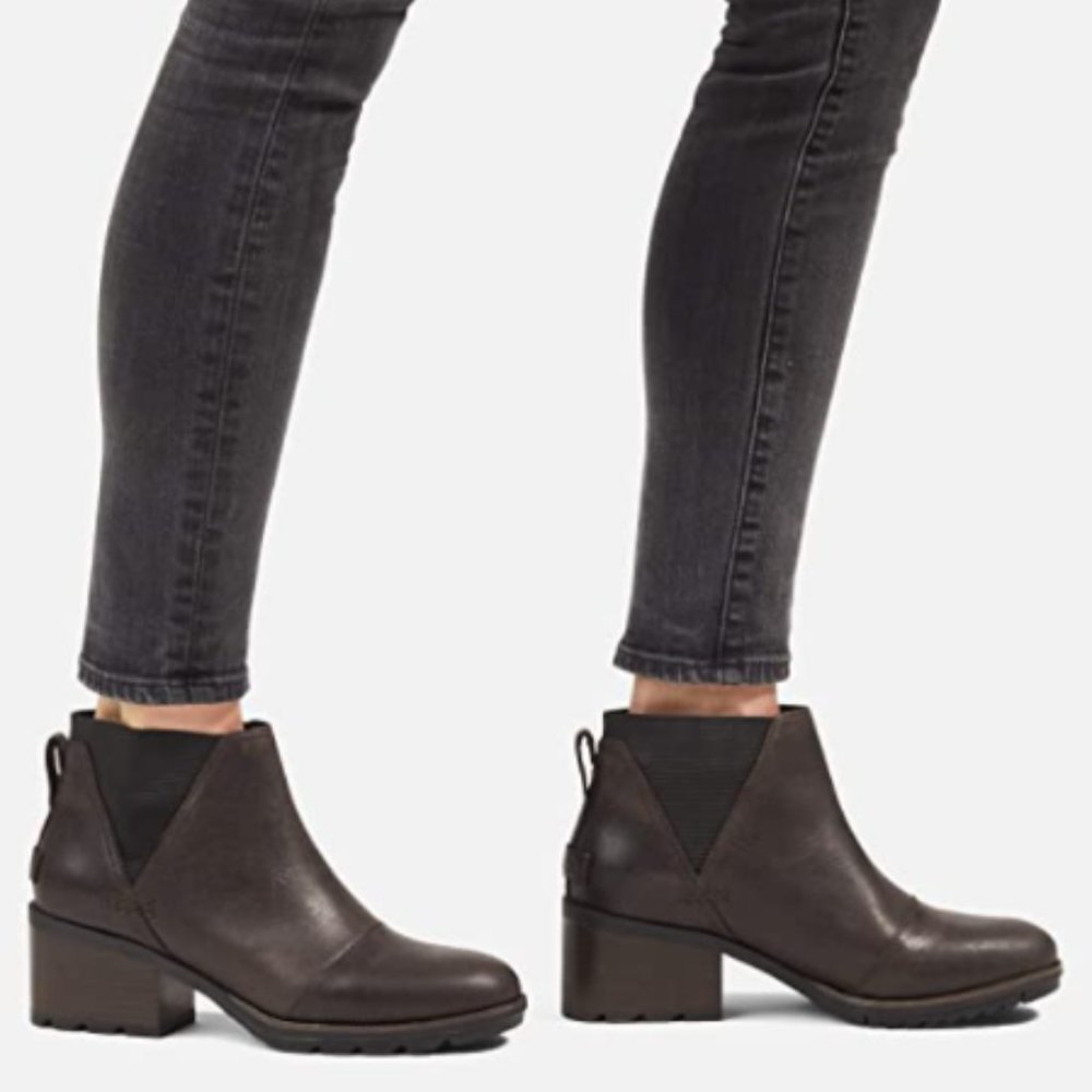 Sorel Cate Chelsea Blackened Brown Leather Boot Brand New in Box